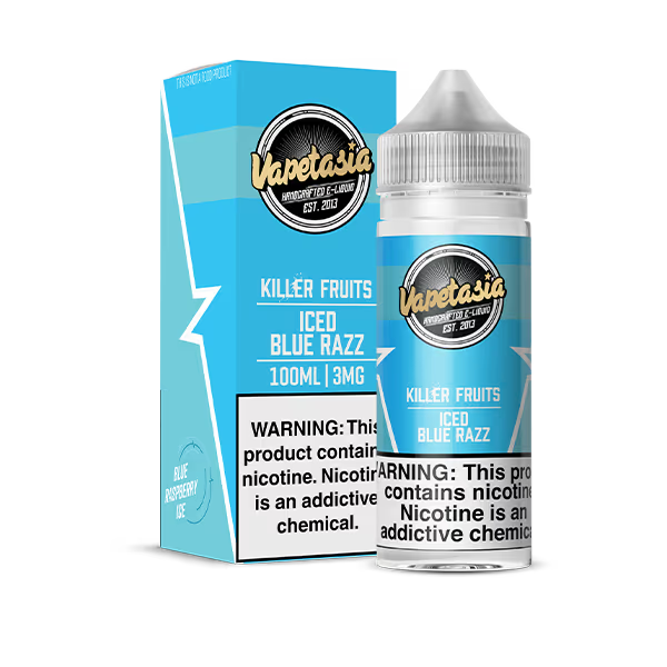 VAPETASIA E-LIQUID 100ML ICED BLUE RAZZ - 6MG