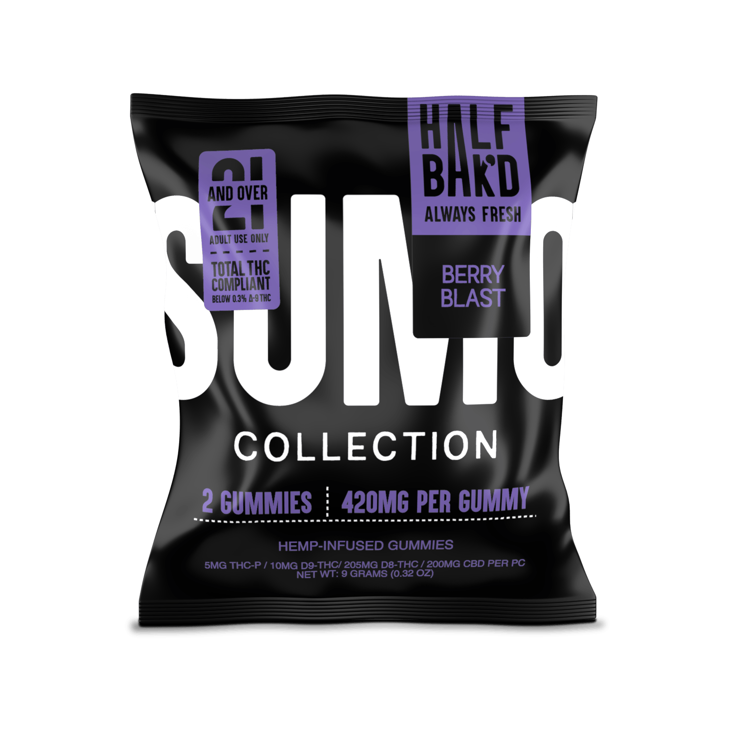 Half Bak'd Sumo Sourd 420mg gummies- Berry Blast
