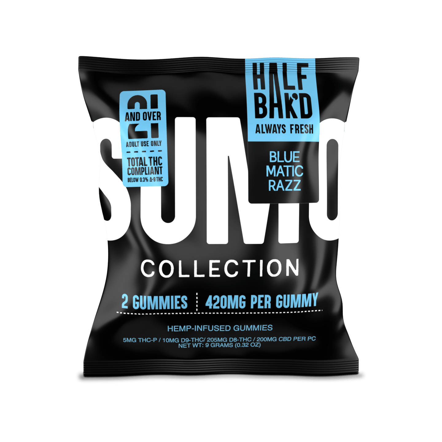 Half Bak'd Sumo Sourd 420mg gummies- Bluematic Razz