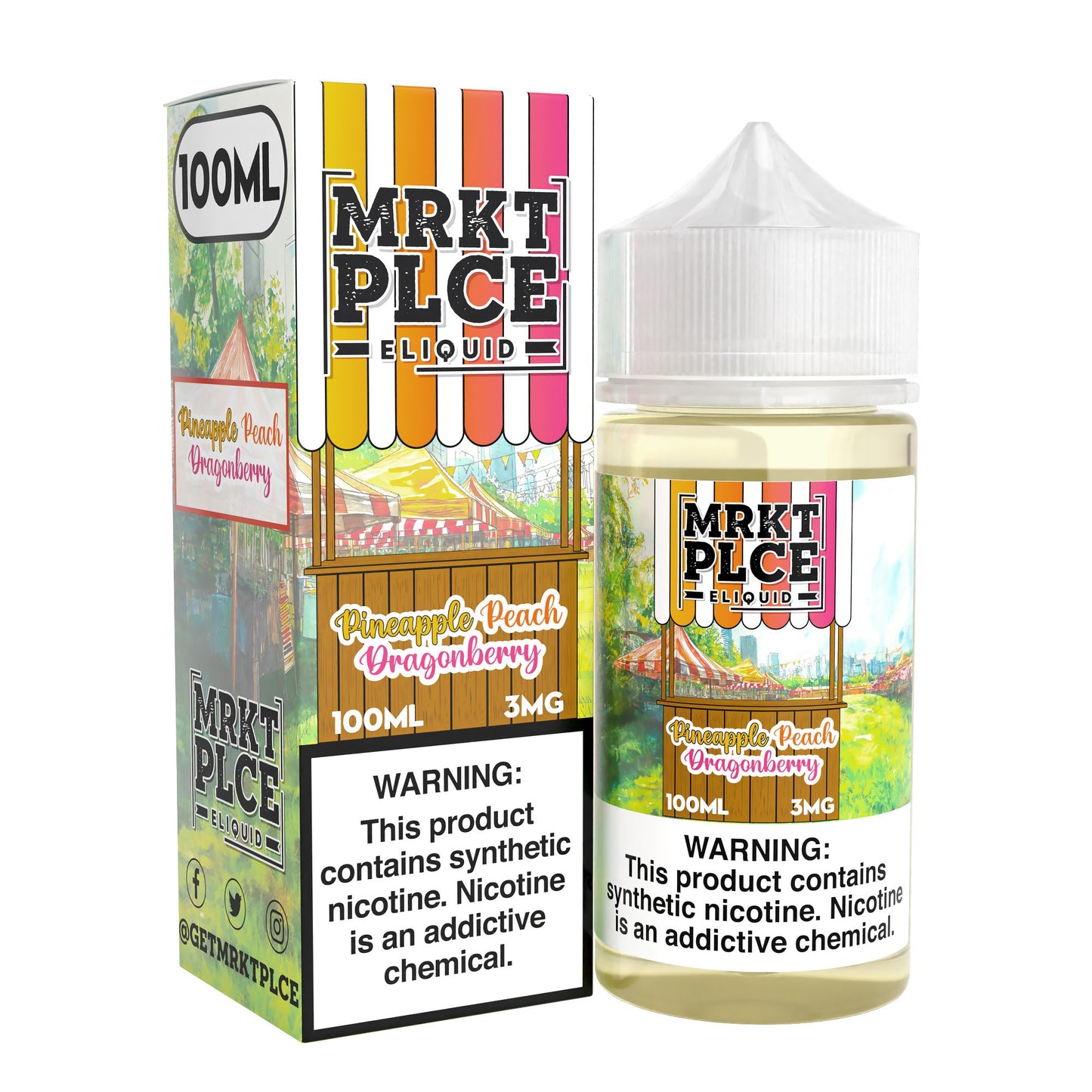 MRKT PLCE E-LIQUID 100ML PINEAPPLE PEACH DRAGONBERRY - 3MG