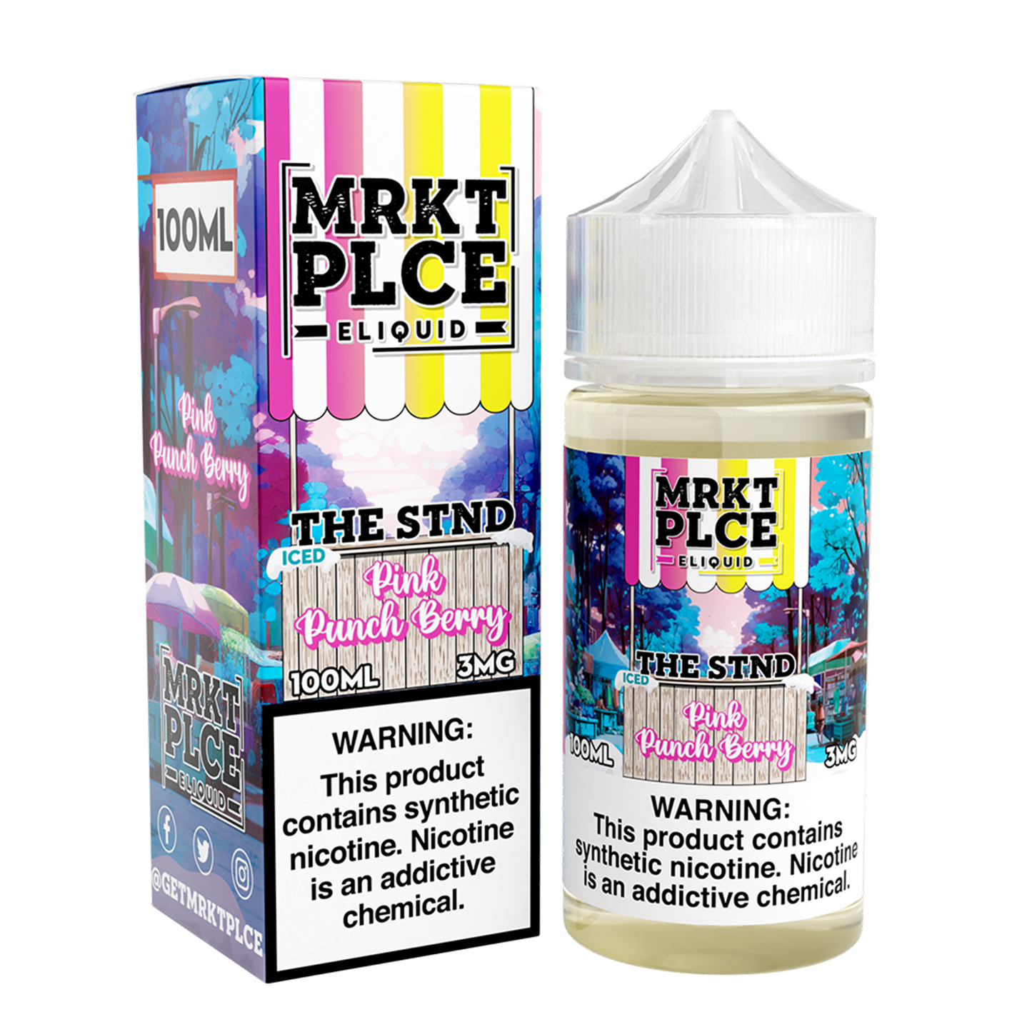 MRKT PLCE E-LIQUID 100ML ICED PINK PUNCHBERRY - 3MG