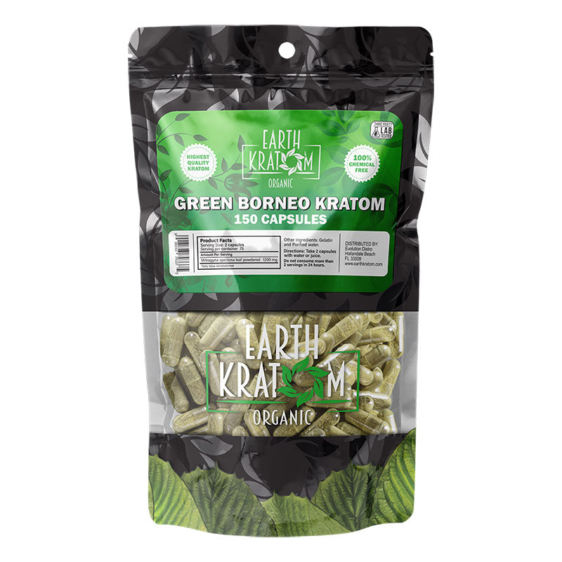 EARTH KRATOM 150 Capsules- GREEN BORNEO