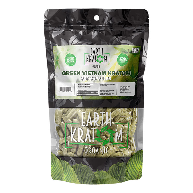 EARTH KRATOM 300 Capsules- GREEN VIETNAM