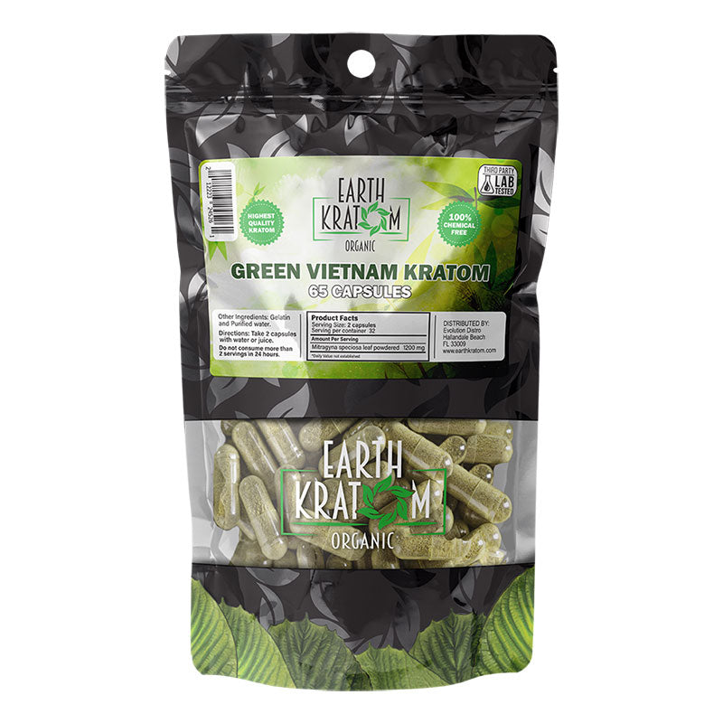 EARTH KRATOM 65 Capsules- GREEN VIETNAM
