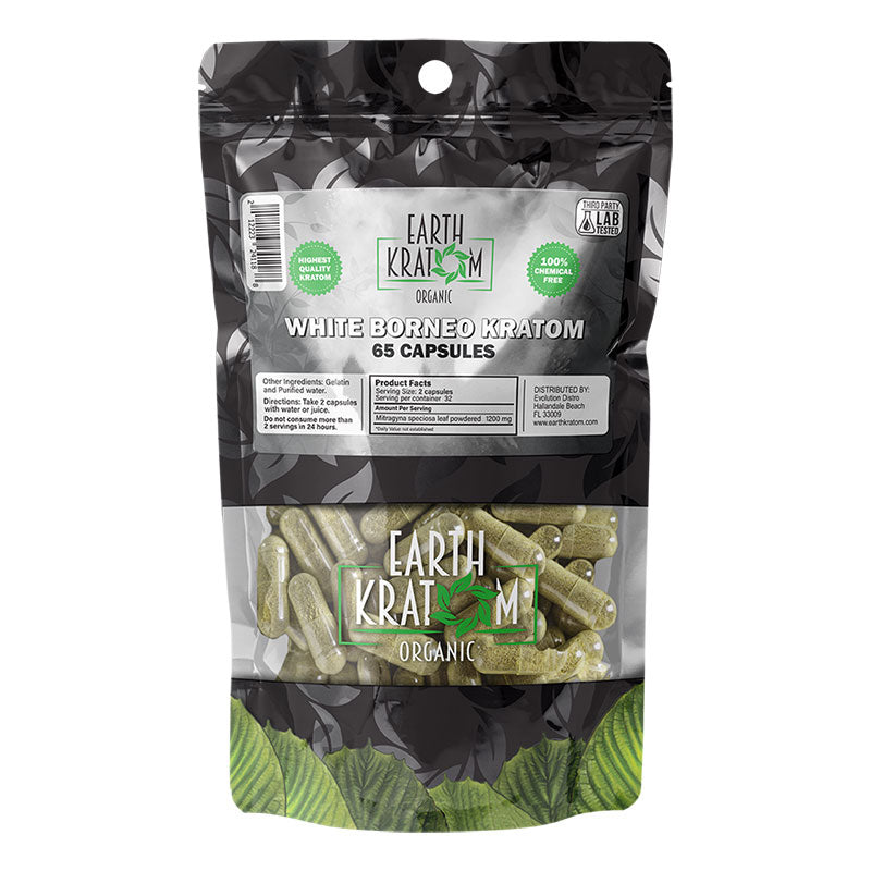 EARTH KRATOM 65 Capsules- WHITE BORNEO