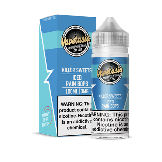 VAPETASIA E-LIQUID 100ML ICED RAIN BOPS - 3MG