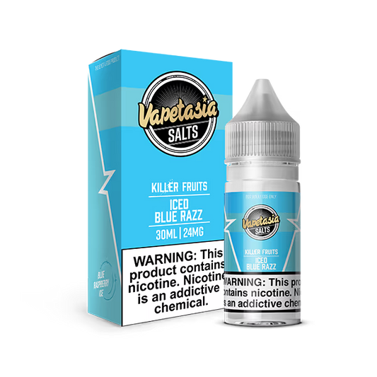 VAPETASIA NIC SALT E-LIQUID 30ML ICED BLUE RAZZ - 48MG