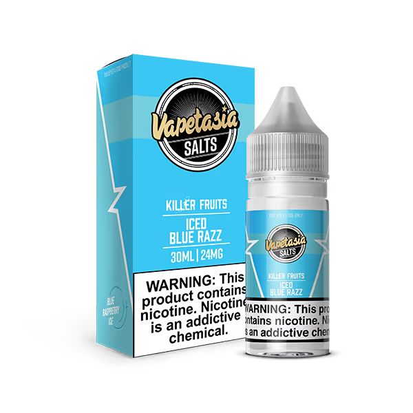 VAPETASIA NIC SALT E-LIQUID 30ML ICED BLUE RAZZ - 24MG