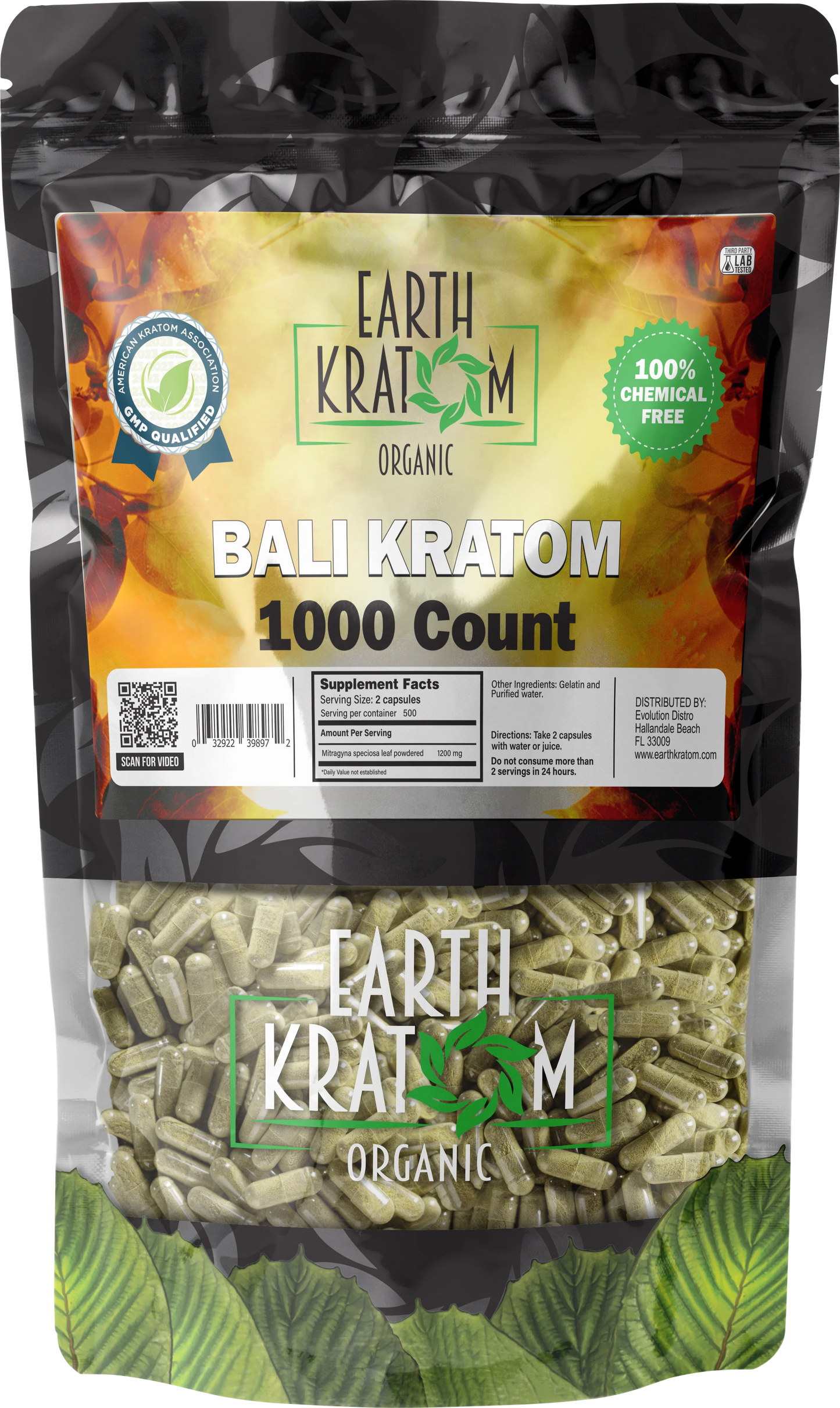 EARTH KRATOM 1000 Capsules- WHITE BORNEO
