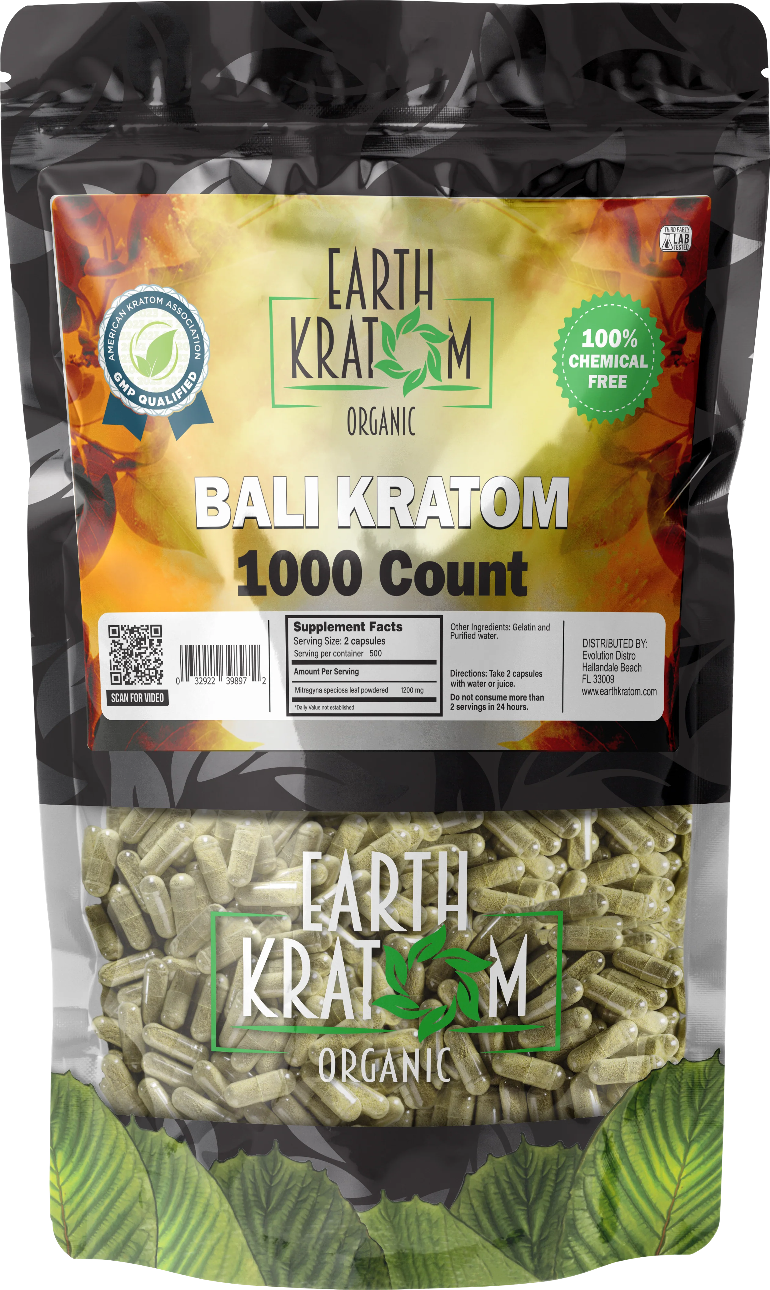 EARTH KRATOM 1000 Capsules- WHITE BORNEO