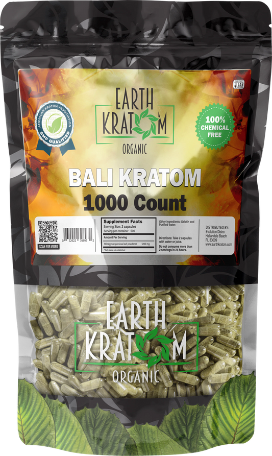 EARTH KRATOM 1000 Capsules- WHITE BORNEO