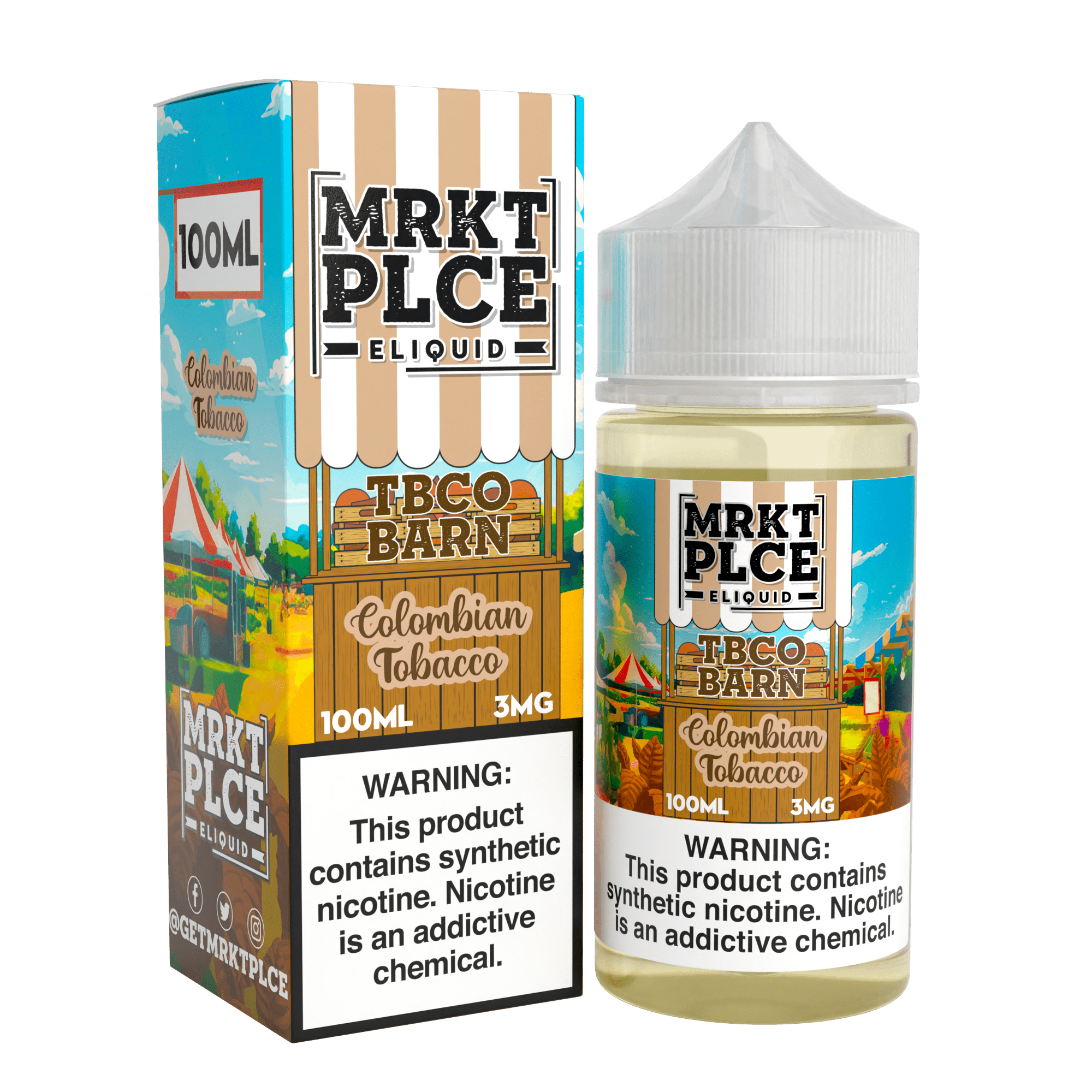 MRKT PLCE E-LIQUID 100ML COLOMBIAN TOBACCO - 3MG