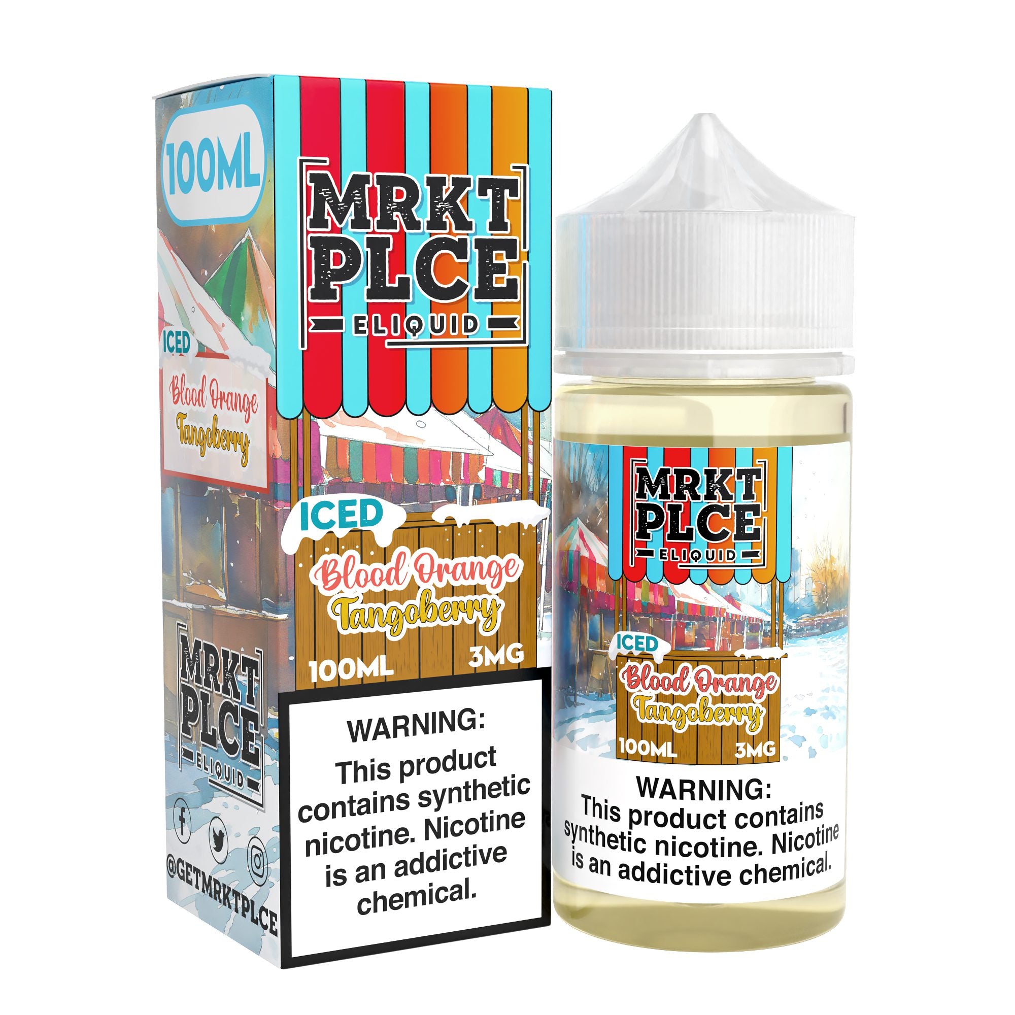 MRKT PLCE E-LIQUID 100ML ICED BLOOD ORANGE TANGOBERRY - 3MG