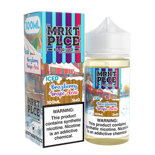 MRKT PLCE E-LIQUID 100ML ICED BRAZBERRY GRAPE ACAI - 3MG