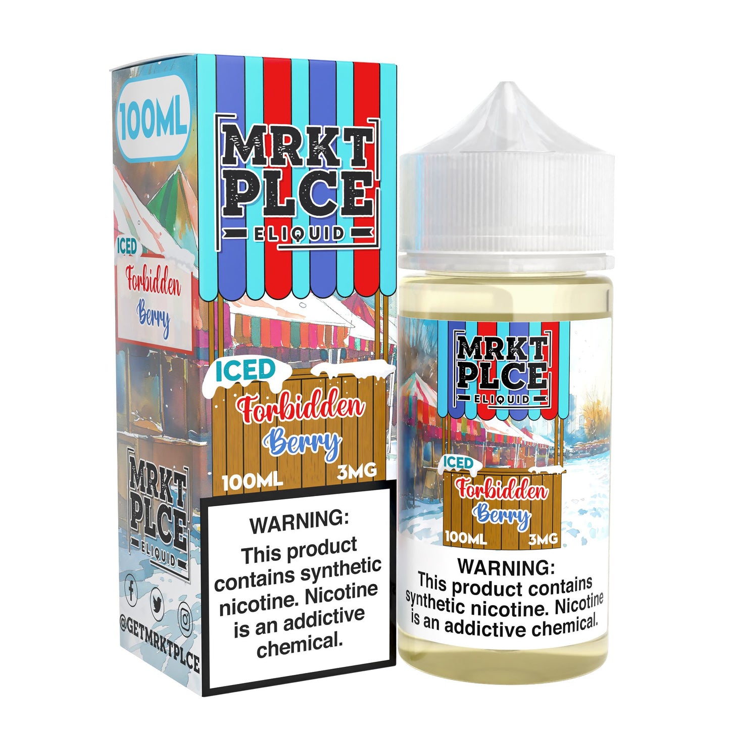 MRKT PLCE E-LIQUID 100ML ICED FORBIDDEN BERRY - 3MG