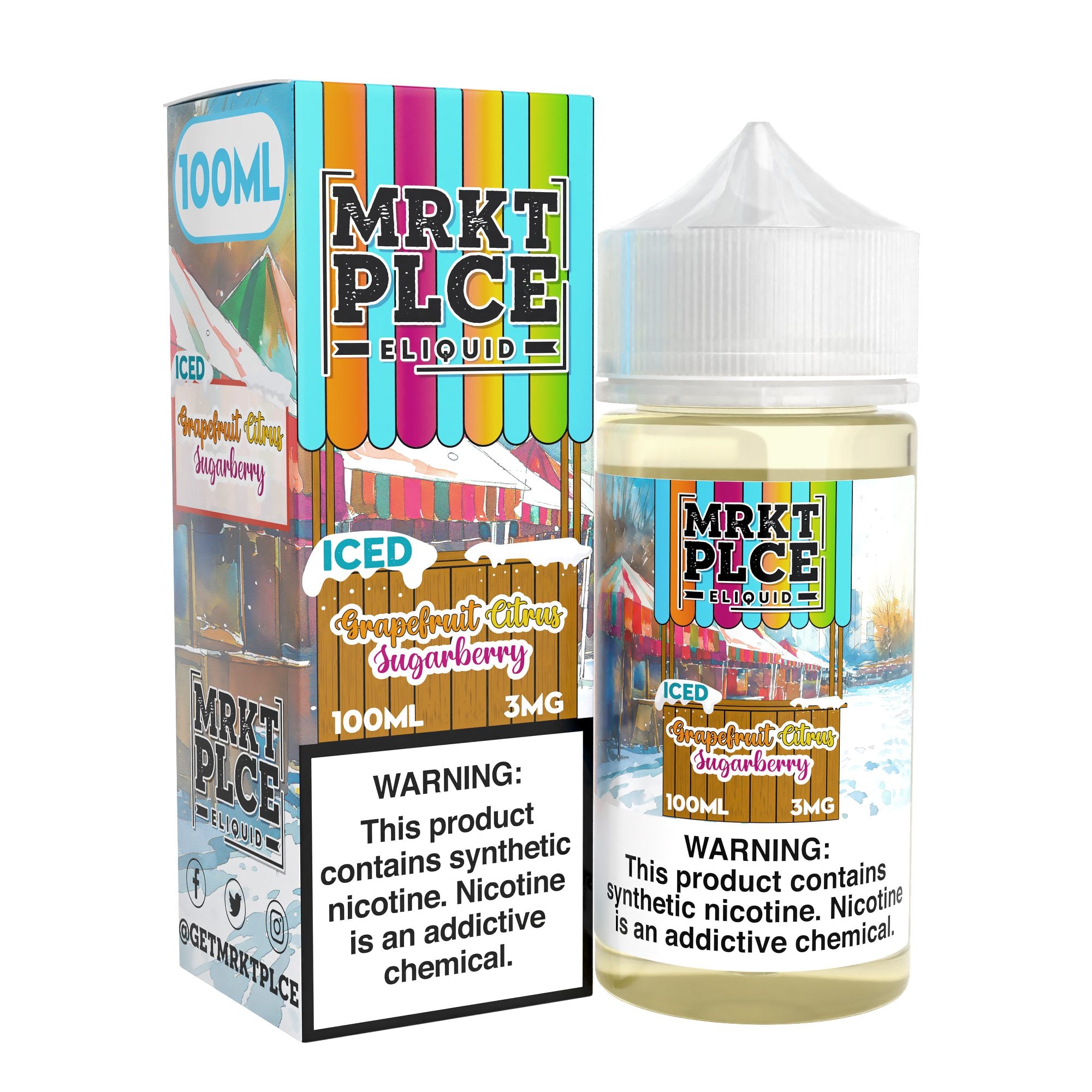 MRKT PLCE E-LIQUID 100ML ICED GRAPEFRUIT CITRUS SUGARBERRY - 3MG
