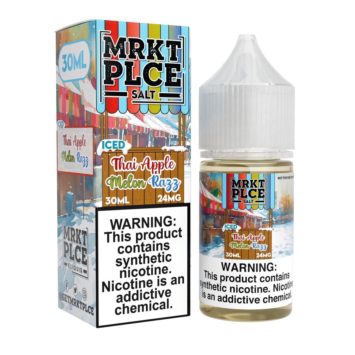 MRKT PLCE E-LIQUID 30ML ICED THAI APPLE MELON RAZZ - 24MG