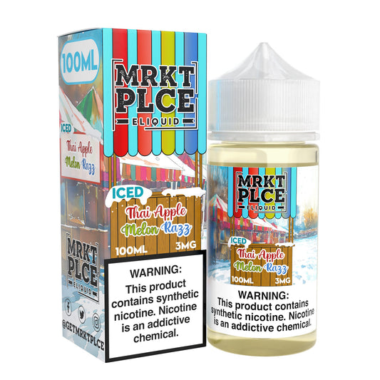 MRKT PLCE E-LIQUID 100ML ICED THAI APPLE MELON RAZZ - 3MG