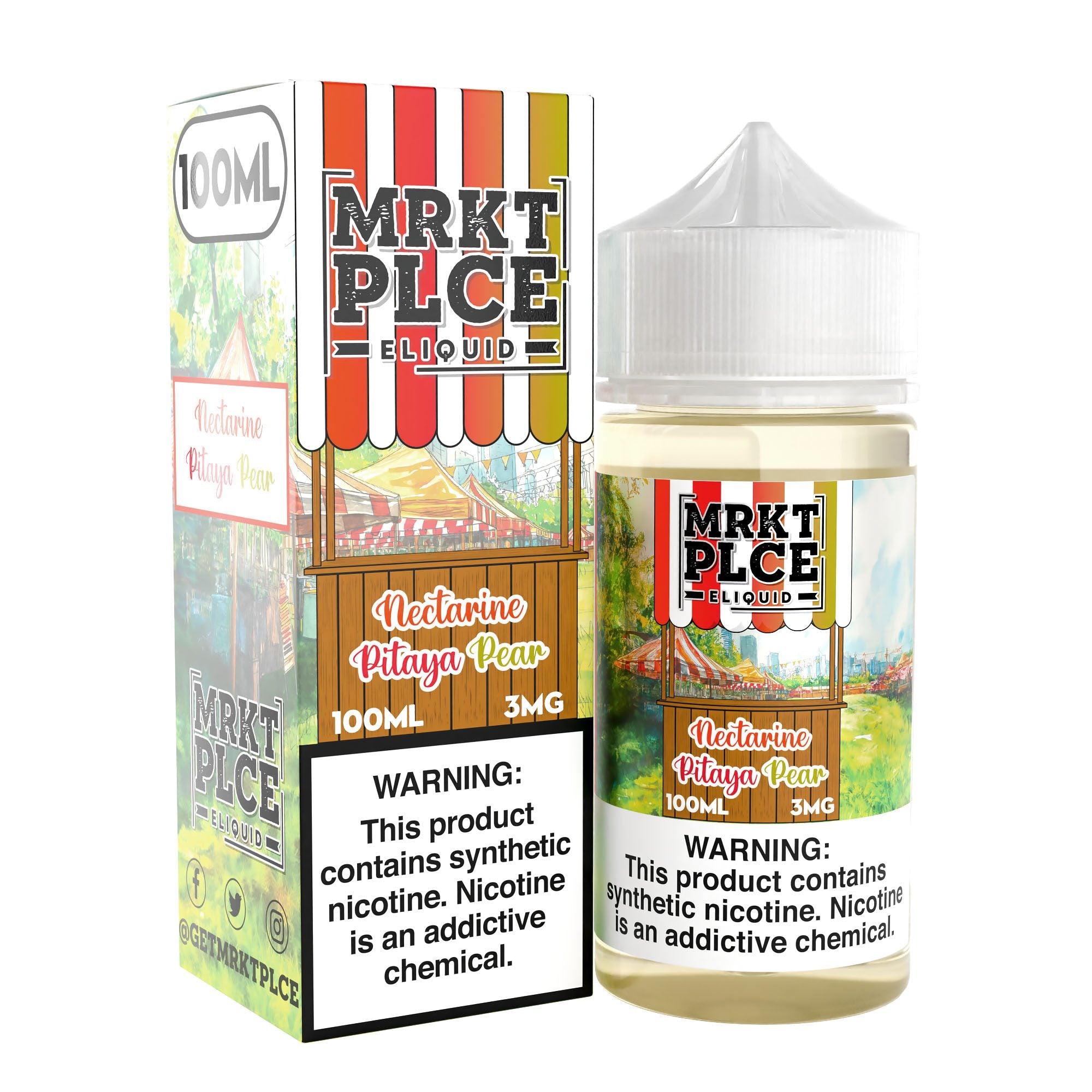 MRKT PLCE E-LIQUID 100ML NECTARIAN PITAYA PEAR - 3MG