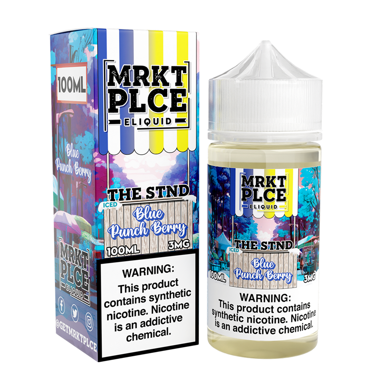 MRKT PLCE E-LIQUID 100ML ICED BLUE PUNCH BERRY - 3MG