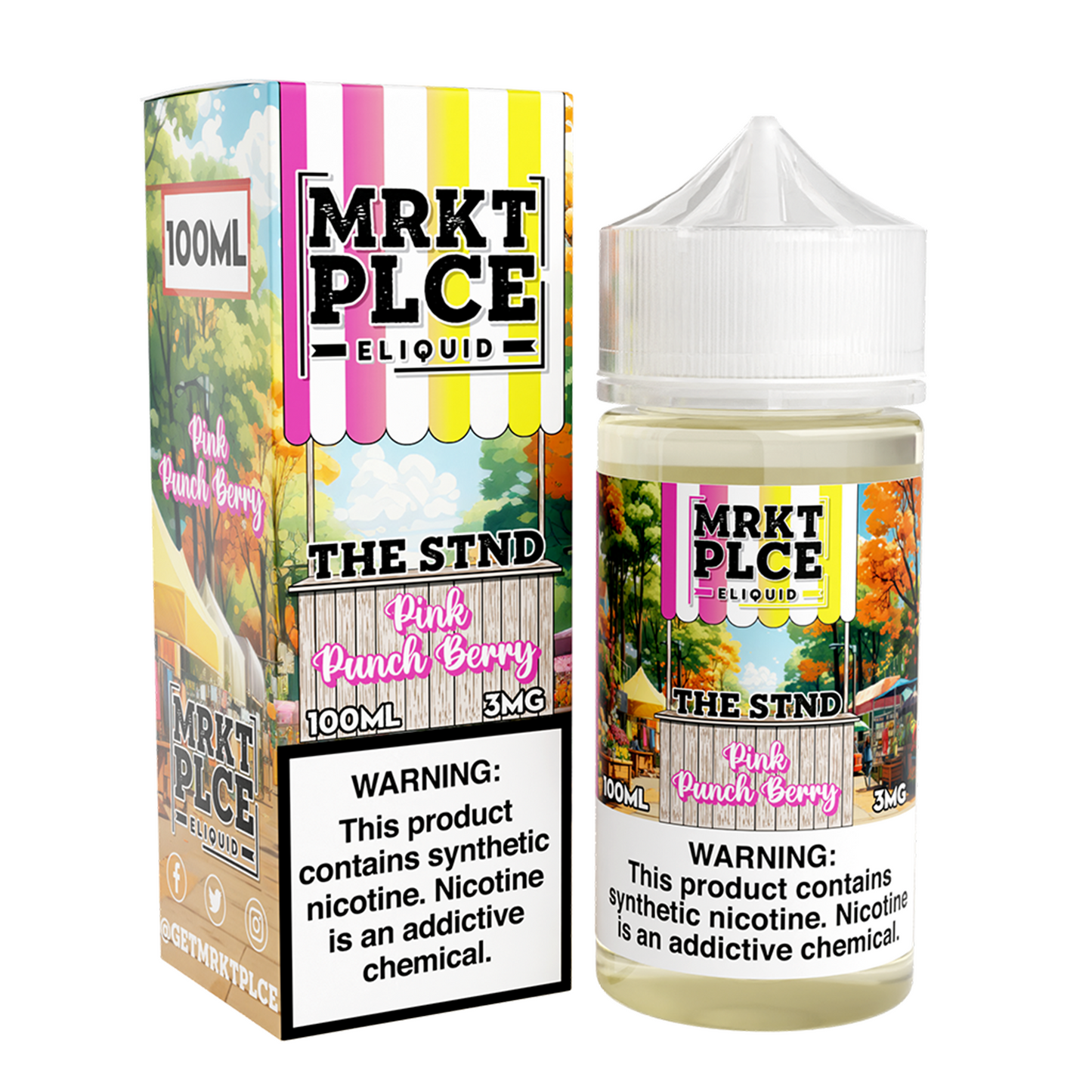 MRKT PLCE E-LIQUID 100ML PINK PUNCHBERRY - 3MG