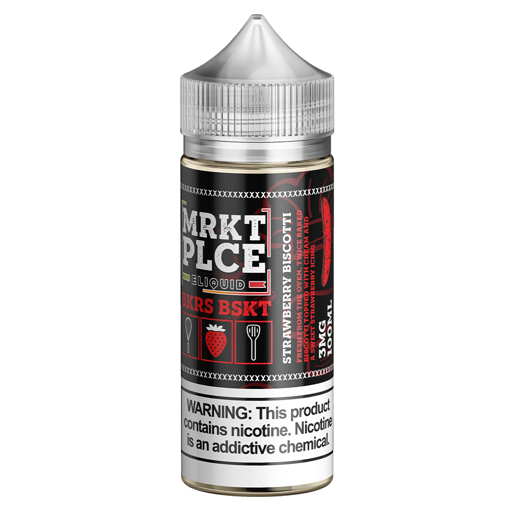 MRKT PLCE E-LIQUID 100ML STRAWBERRY BISCOTTI - 3MG