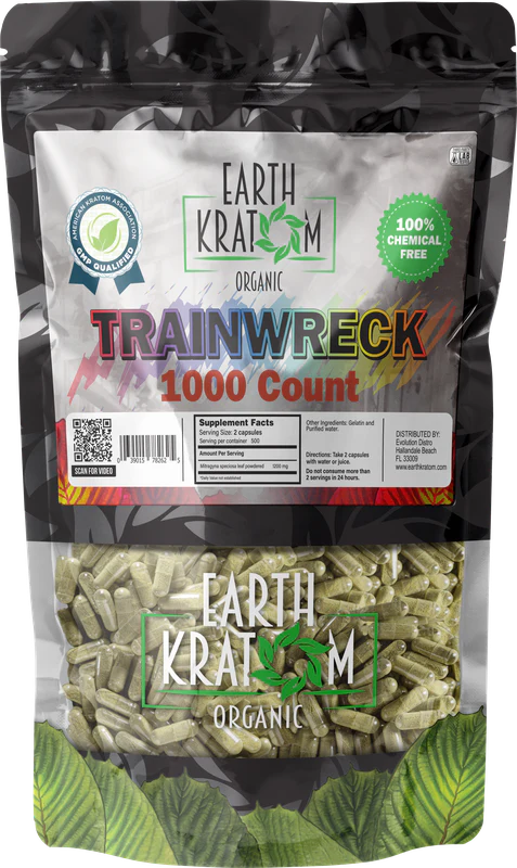 EARTH KRATOM 1000 Capsules- TRAINWRECK