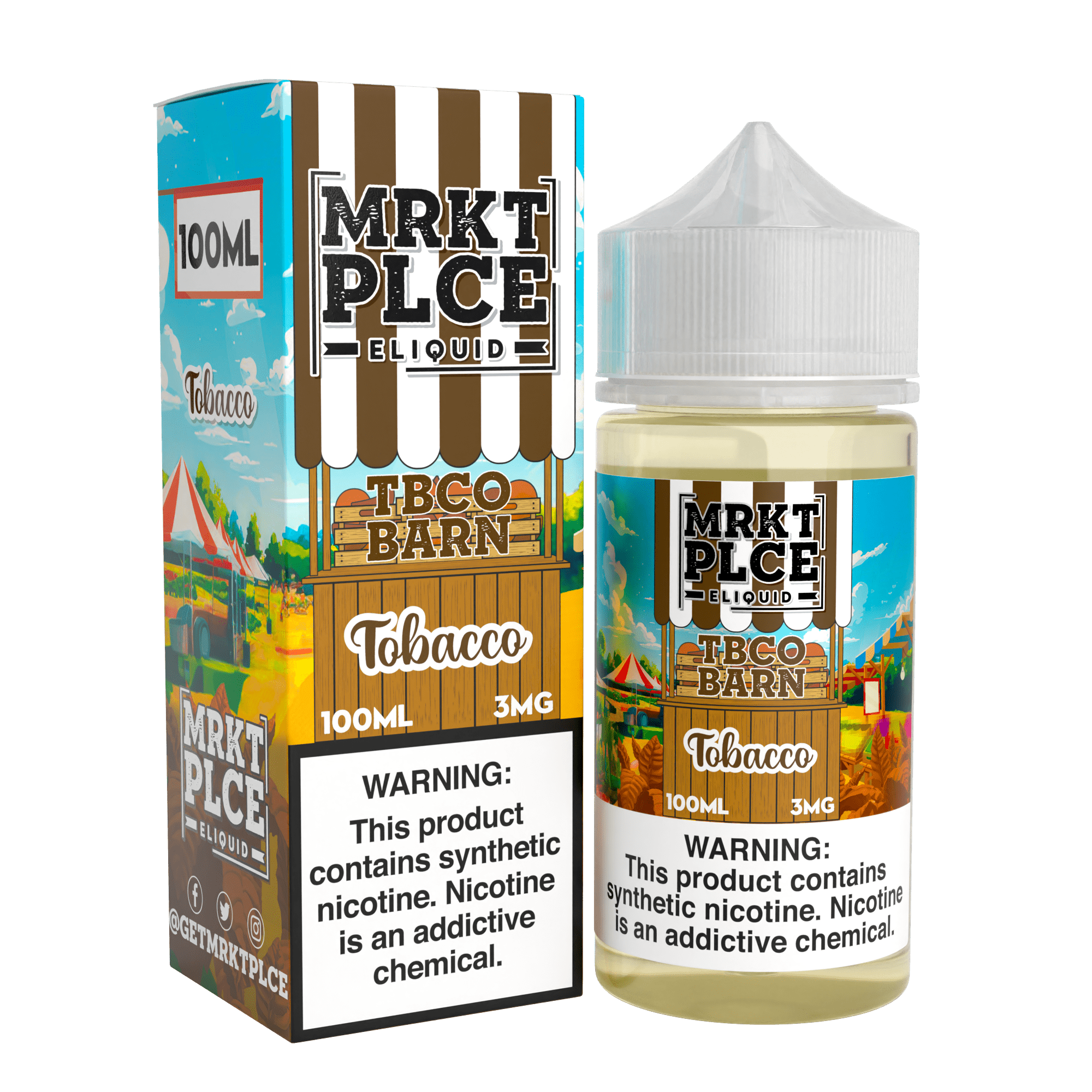 MRKT PLCE E-LIQUID 100ML TOBACCO - 3MG