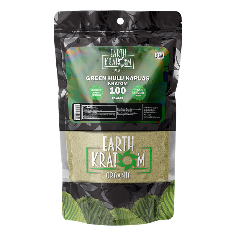 EARTH KRATOM 100 Gram Powder- GREEN HULU