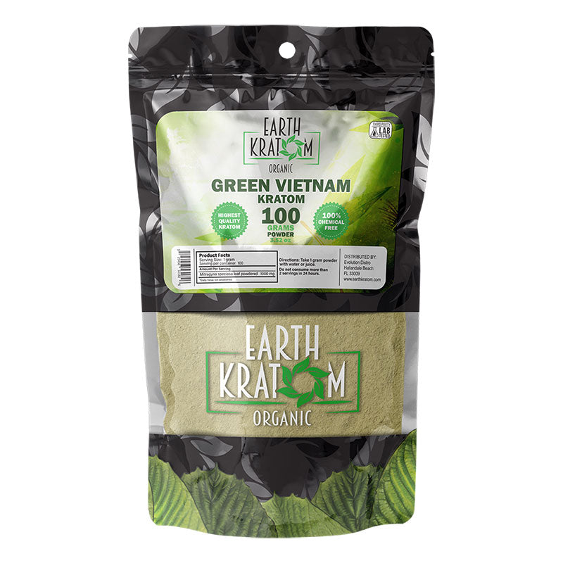 EARTH KRATOM 100 Gram Powder- GREEN VIETNAM