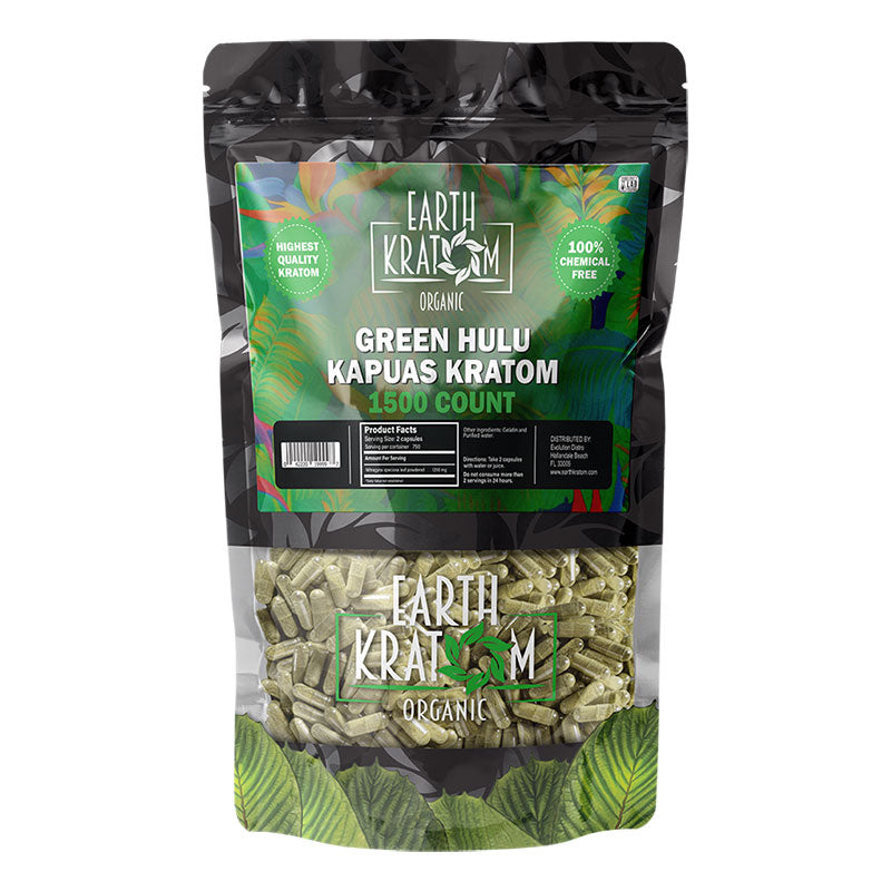 EARTH KRATOM 1500 Capsules- GREEN HULU