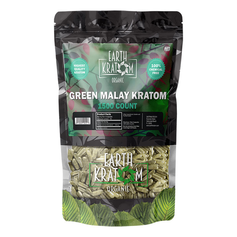EARTH KRATOM 1500 Capsules- GREEN MALAY
