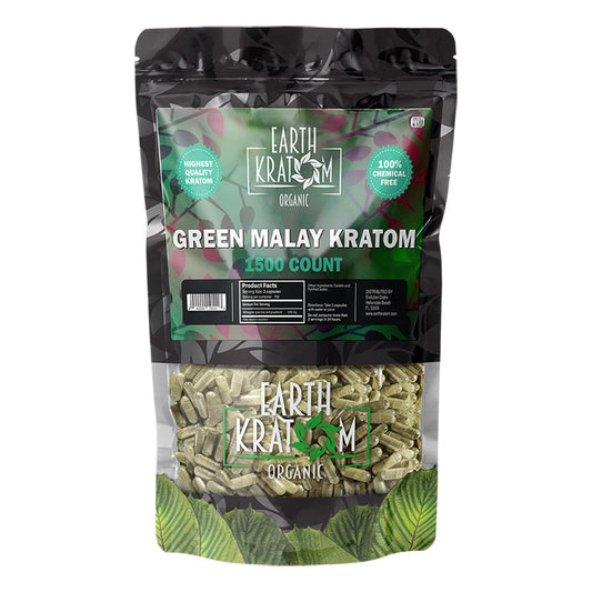 EARTH KRATOM 1500 Capsules- GREEN MALAY
