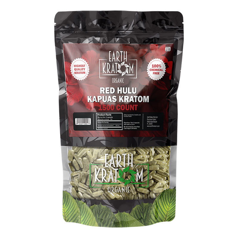 EARTH KRATOM 1500 Capsules- RED HULU