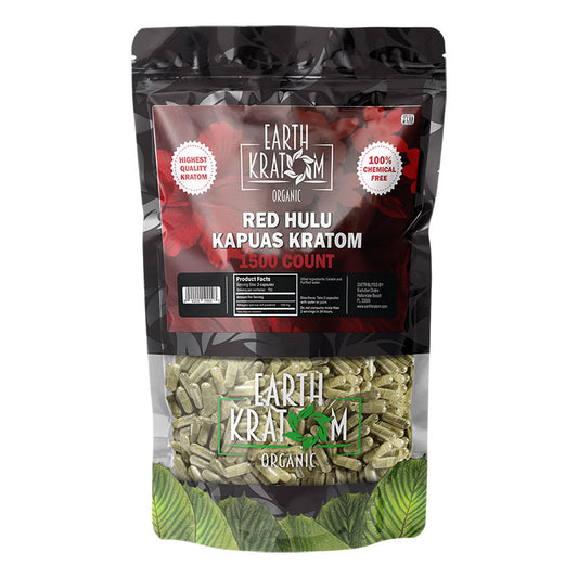 EARTH KRATOM 1500 Capsules- RED HULU
