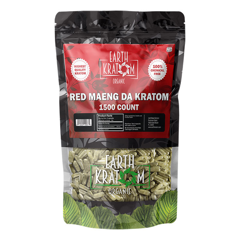 EARTH KRATOM 1500 Capsules- RED MAENG DA