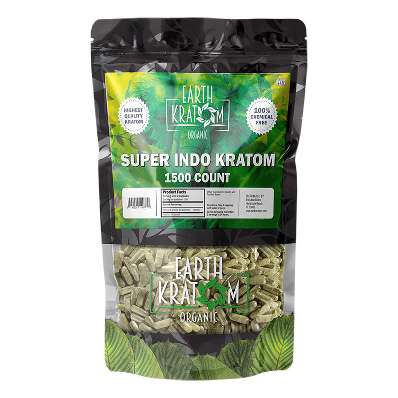 EARTH KRATOM 1500 Capsules- SUPER INDO