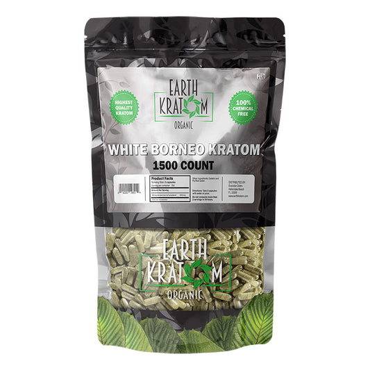 EARTH KRATOM 1500 Capsules- WHITE BORNEO