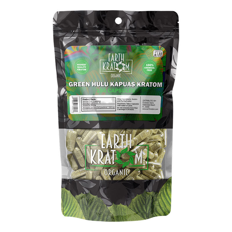 EARTH KRATOM 150 Capsules- GREEN HULU