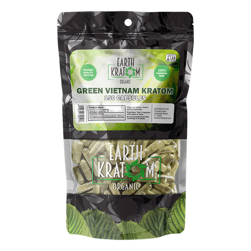 EARTH KRATOM 150 Capsules- GREEN VIETNAM