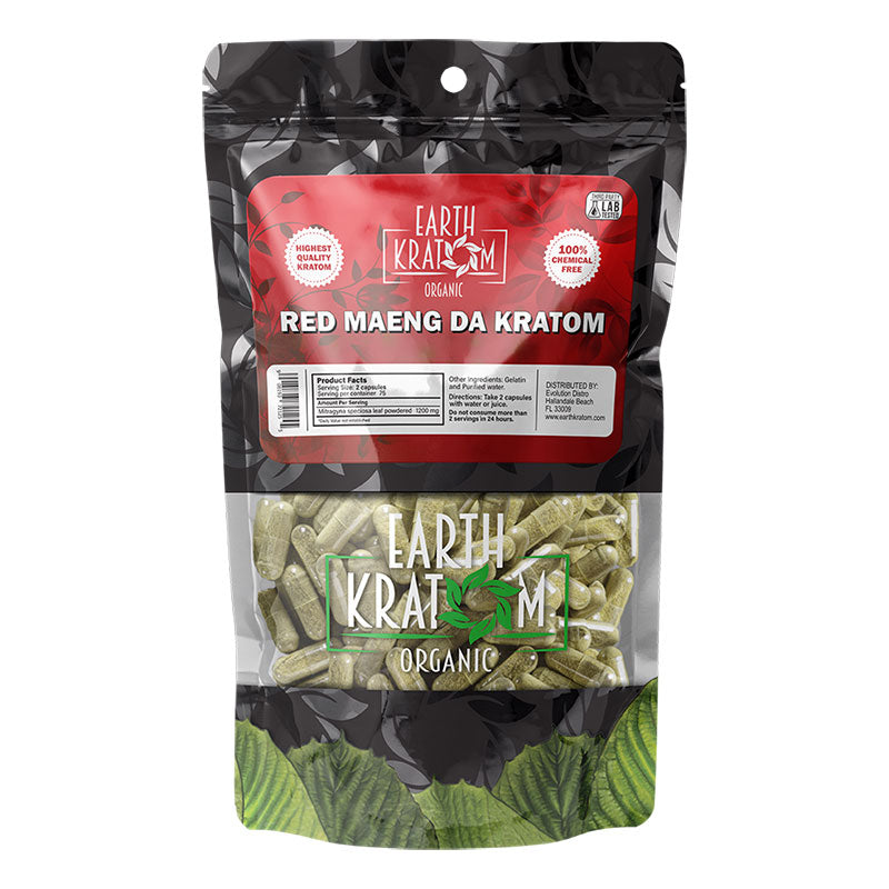 EARTH KRATOM 150 Capsules- RED MAENG DA