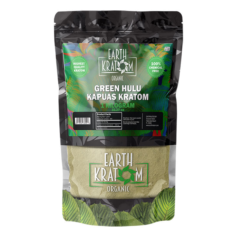 EARTH KRATOM 1 Kilogram Powder- GREEN HULU