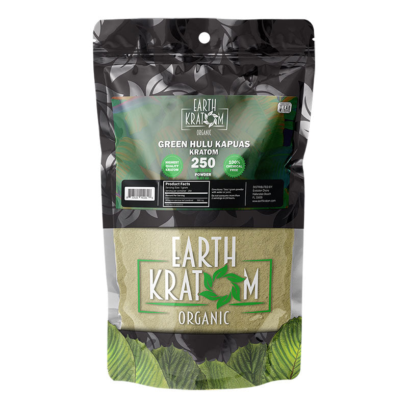 EARTH KRATOM 250 Gram Powder- GREEN HULU KAPUAS