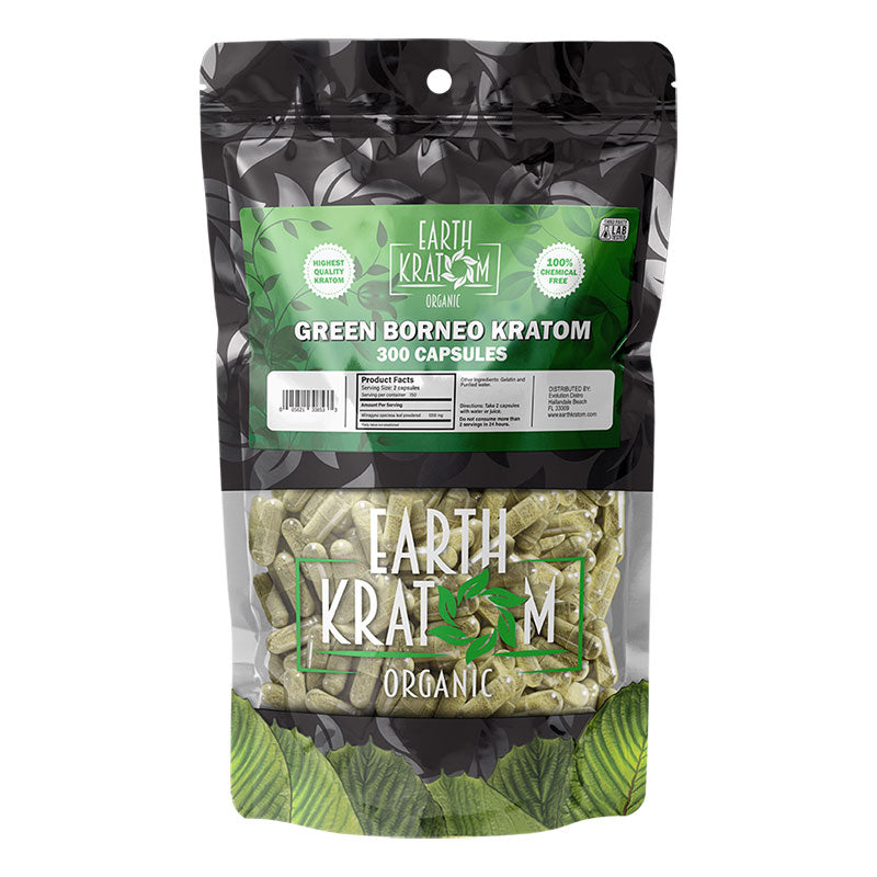EARTH KRATOM 300 Capsules- GREEN BORNEO