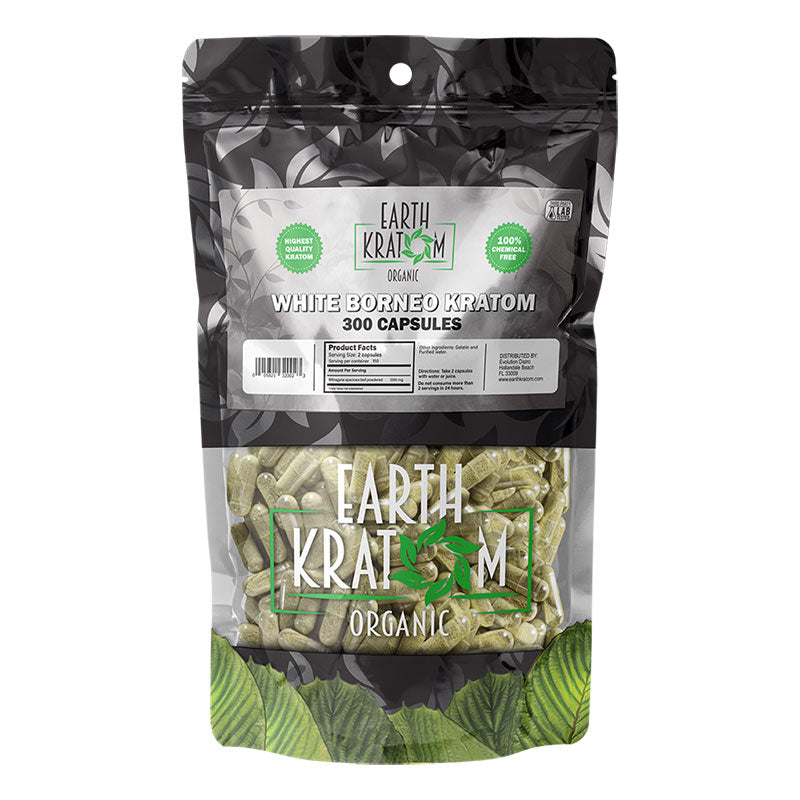 EARTH KRATOM 300 Capsules- WHITE BORNEO