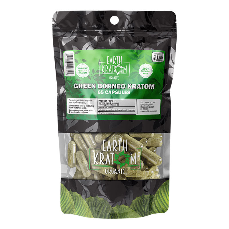EARTH KRATOM 65 Capsules- GREEN BORNEO
