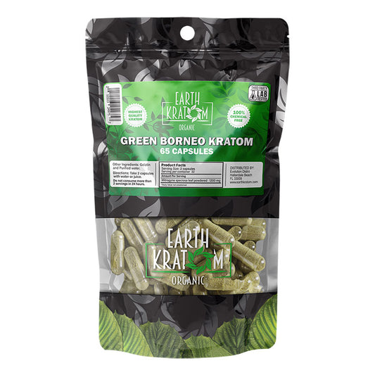EARTH KRATOM 65 Capsules- GREEN BORNEO