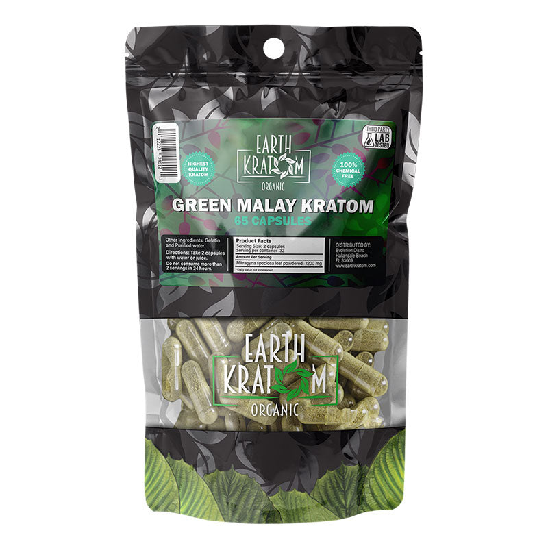 EARTH KRATOM 65 Capsules- GREEN MALAY